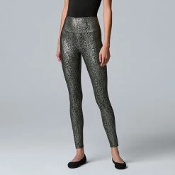 Women's Simply Vera Vera Wang High Rise Faux Leather Shaping Leggings Moonlit Ocean -Simply Vera Vera Wang STORE unnamed file 134