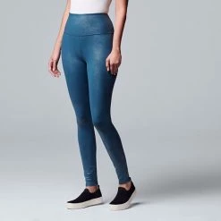 Women's Simply Vera Vera Wang High Rise Faux Leather Shaping Leggings Moonlit Ocean -Simply Vera Vera Wang STORE unnamed file 139