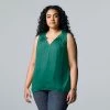 Plus Size Simply Vera Vera Wang Pintuck Sleeveless Top Modern White