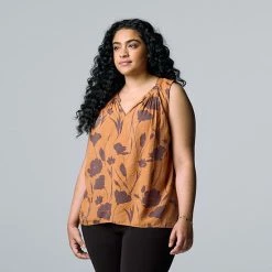 Plus Size Simply Vera Vera Wang Pintuck Sleeveless Top Modern White -Simply Vera Vera Wang STORE unnamed file 1431