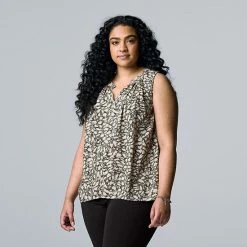 Plus Size Simply Vera Vera Wang Pintuck Sleeveless Top Modern White -Simply Vera Vera Wang STORE unnamed file 1432