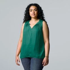 Plus Size Simply Vera Vera Wang Pintuck Sleeveless Top Modern White -Simply Vera Vera Wang STORE unnamed file 1433