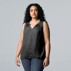 Plus Size Simply Vera Vera Wang Pintuck Sleeveless Top Modern White -Simply Vera Vera Wang STORE unnamed file 1434