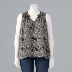 Plus Size Simply Vera Vera Wang Pintuck Sleeveless Top Modern White -Simply Vera Vera Wang STORE unnamed file 1436