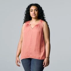 Plus Size Simply Vera Vera Wang Pintuck Sleeveless Top Modern White -Simply Vera Vera Wang STORE unnamed file 1438