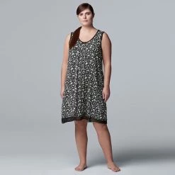 Plus Size Simply Vera Vera Wang Basic Luxury Chemise Black Floral Print -Simply Vera Vera Wang STORE unnamed file 1460