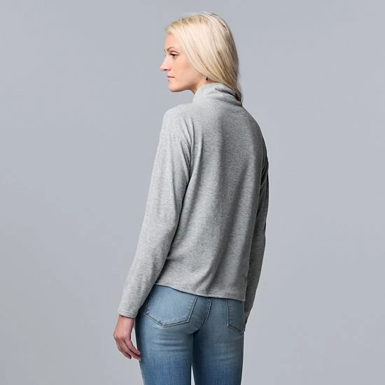 Women's Simply Vera Vera Wang Cozy Knot-Front Top Heather Oatmeal 2 Women's Simply Vera Vera Wang Cozy Knot-Front Top Heather Oatmeal - Image 2