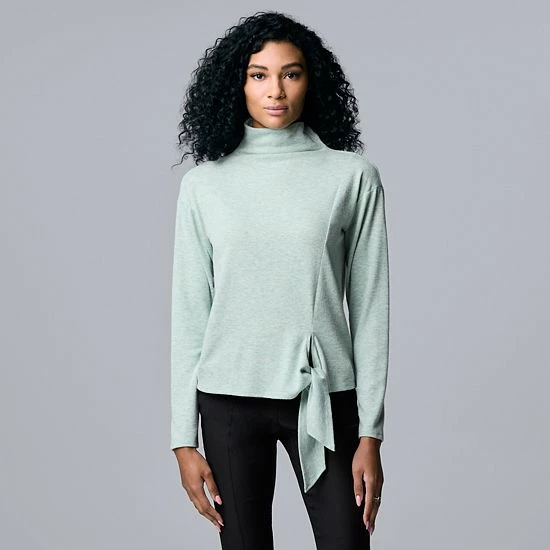 Women's Simply Vera Vera Wang Cozy Knot-Front Top Heather Oatmeal 6 Women's Simply Vera Vera Wang Cozy Knot-Front Top Heather Oatmeal - Image 6