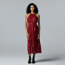 Women's Simply Vera Vera Wang Halter Tiered Dress Wine Allure -Simply Vera Vera Wang STORE unnamed file 1499