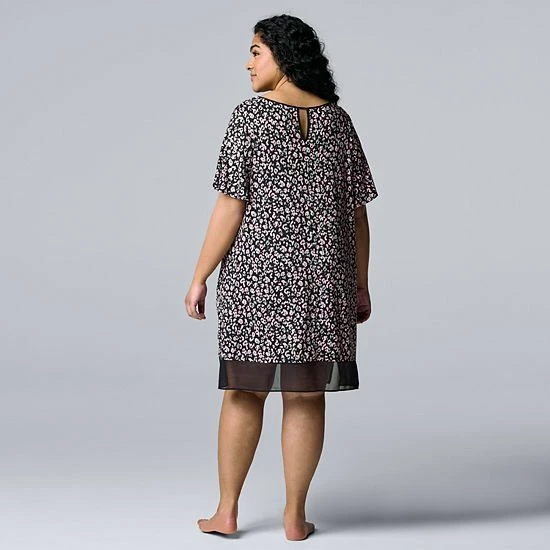Plus Size Simply Vera Vera Wang Cozy Short Sleeve Sleepshirt Black Animal Print 2 Plus Size Simply Vera Vera Wang Cozy Short Sleeve Sleepshirt Black Animal Print - Image 2