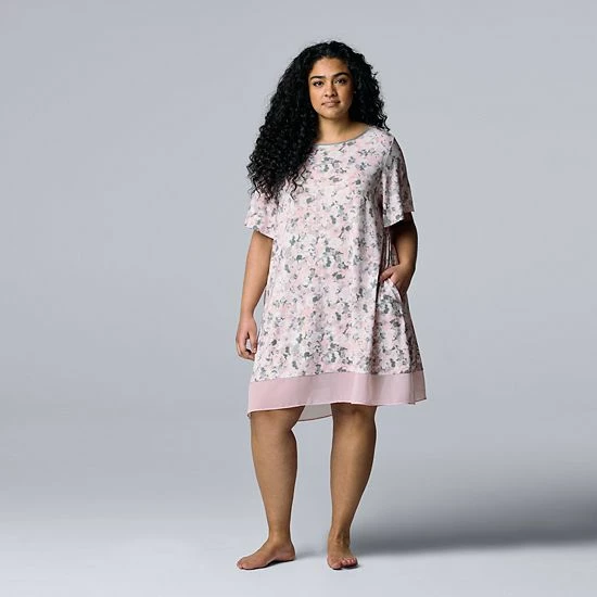 Plus Size Simply Vera Vera Wang Cozy Short Sleeve Sleepshirt Black Animal Print 3 Plus Size Simply Vera Vera Wang Cozy Short Sleeve Sleepshirt Black Animal Print - Image 3