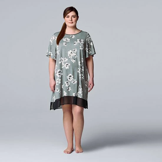 Plus Size Simply Vera Vera Wang Cozy Short Sleeve Sleepshirt Black Animal Print 4 Plus Size Simply Vera Vera Wang Cozy Short Sleeve Sleepshirt Black Animal Print - Image 4