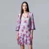 Women's Simply Vera Vera Wang 3/4 Sleeve Sleepshirt Lt Blue Floral Border