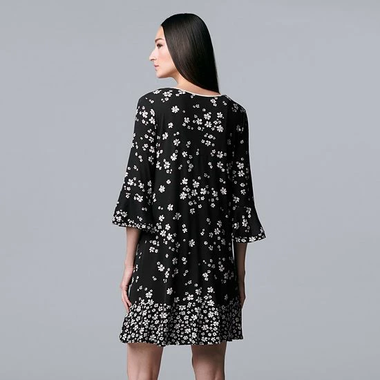 Women's Simply Vera Vera Wang 3/4 Sleeve Sleepshirt Lt Blue Floral Border 2 Women's Simply Vera Vera Wang 3/4 Sleeve Sleepshirt Lt Blue Floral Border - Image 2