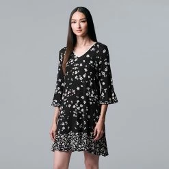 Women's Simply Vera Vera Wang 3/4 Sleeve Sleepshirt Lt Blue Floral Border 8 Women's Simply Vera Vera Wang 3/4 Sleeve Sleepshirt Lt Blue Floral Border -Simply Vera Vera Wang STORE unnamed file 1523