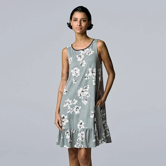 Women's Simply Vera Vera Wang Cozy Chemise With Satin Trim Black Animal Print 4 Women's Simply Vera Vera Wang Cozy Chemise With Satin Trim Black Animal Print - Image 4