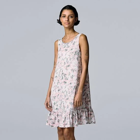 Women's Simply Vera Vera Wang Cozy Chemise With Satin Trim Black Animal Print 5 Women's Simply Vera Vera Wang Cozy Chemise With Satin Trim Black Animal Print - Image 5