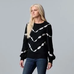 Women's Simply Vera Vera Wang Crewneck Tie-Dye Sweater Stone Tower Dye -Simply Vera Vera Wang STORE unnamed file 1533