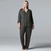 Plus Size Women's Simply Vera Vera Wang Basic Luxury Notch Pajama Set Charcoal Heather