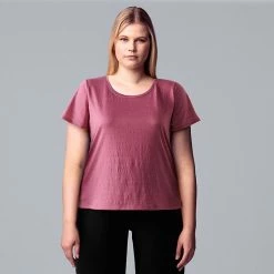 Plus Size Simply Vera Vera Wang Relaxed Scoopneck Tee Falls Spray -Simply Vera Vera Wang STORE unnamed file 1552