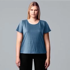 Plus Size Simply Vera Vera Wang Relaxed Scoopneck Tee Falls Spray -Simply Vera Vera Wang STORE unnamed file 1555