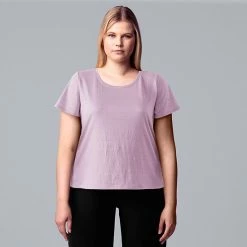 Plus Size Simply Vera Vera Wang Relaxed Scoopneck Tee Falls Spray -Simply Vera Vera Wang STORE unnamed file 1559