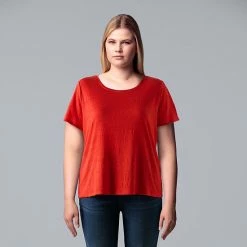 Plus Size Simply Vera Vera Wang Relaxed Scoopneck Tee Falls Spray -Simply Vera Vera Wang STORE unnamed file 1561