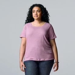 Plus Size Simply Vera Vera Wang Relaxed Scoopneck Tee Falls Spray -Simply Vera Vera Wang STORE unnamed file 1563