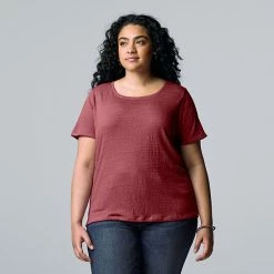 Plus Size Simply Vera Vera Wang Relaxed Scoopneck Tee Falls Spray -Simply Vera Vera Wang STORE unnamed file 1564
