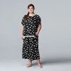 Plus Size Simply Vera Vera Wang Short Sleeve Pajama Top And Culotte Pajamas Sleep Set Black Floral