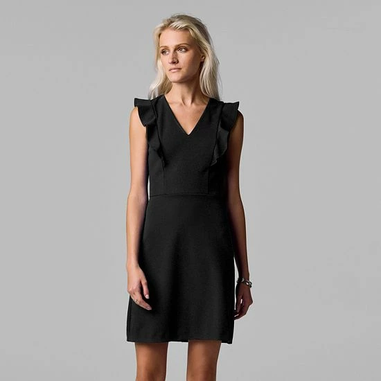 Women's Simply Vera Vera Wang Ruffled Cocktail Dress Vera Black 3 Women's Simply Vera Vera Wang Ruffled Cocktail Dress Vera Black - Image 3