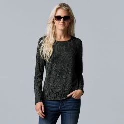 Petite Simply Vera Vera Wang Textured Crewneck Tee Tahlia Plum -Simply Vera Vera Wang STORE unnamed file 1631