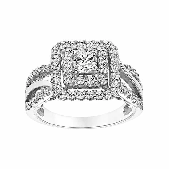 Simply Vera Vera Wang 14k White Gold 1 Carat T.W. Certified Diamond Square Halo Engagement Ring 1 Simply Vera Vera Wang 14k White Gold 1 Carat T.W. Certified Diamond Square Halo Engagement Ring