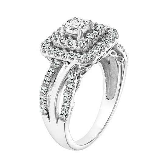 Simply Vera Vera Wang 14k White Gold 1 Carat T.W. Certified Diamond Square Halo Engagement Ring 2 Simply Vera Vera Wang 14k White Gold 1 Carat T.W. Certified Diamond Square Halo Engagement Ring - Image 2