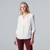 Women's Simply Vera Vera Wang Roll-Tab Sleeve Popover Blouse Tahlia Plum
