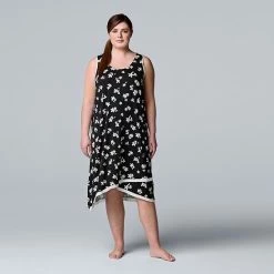 Plus Size Simply Vera Vera Wang Midi Chemise Black Floral 6 Plus Size Simply Vera Vera Wang Midi Chemise Black Floral -Simply Vera Vera Wang STORE unnamed file 1682