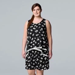 Plus Size Simply Vera Vera Wang Pajama Tank Top & Bermuda Pajama Shorts Sleep Set Ivory Animal
