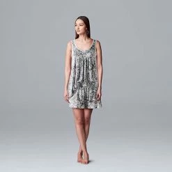 Women's Simply Vera Vera Wang Basic Luxury Tank & Boxer Sleep Set Black Floral Print -Simply Vera Vera Wang STORE unnamed file 1749