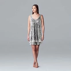 Women's Simply Vera Vera Wang Basic Luxury Tank & Boxer Sleep Set Black Floral Print -Simply Vera Vera Wang STORE unnamed file 1753