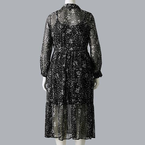 Plus Size Simply Vera Vera Wang Tiered Midi Shirt Dress 2 Plus Size Simply Vera Vera Wang Tiered Midi Shirt Dress - Image 2