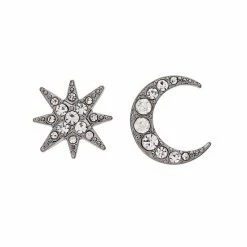 Simply Vera Vera Wang Moon & Star Mismatched Stud Earrings Clear