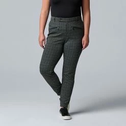 Plus Size Simply Vera Vera Wang High-Waisted Zip Front Ponte Skinny Pants