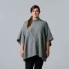 Plus Size Simply Vera Vera Wang Cable Knit Poncho Med Studio Heather