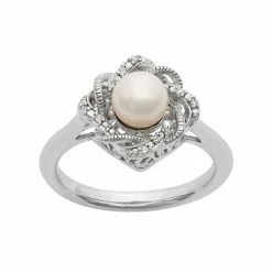 Simply Vera Vera Wang Freshwater Cultured Pearl & Diamond Accent Sterling Silver Twist Ring