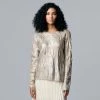 Women's Simply Vera Vera Wang Foiled Crewneck Cable-Knit Sweater