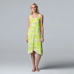 Women's Simply Vera Vera Wang Midi Chemise Chartreuse Floral -Simply Vera Vera Wang STORE unnamed file 1884