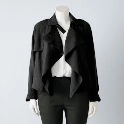 Plus Size Simply Vera Vera Wang Draped Front Jacket Olive Meadow