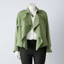 Plus Size Simply Vera Vera Wang Draped Front Jacket Olive Meadow -Simply Vera Vera Wang STORE unnamed file 1946