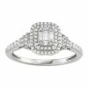 Simply Vera Vera Wang 14k White Gold 1/2 Carat T.W. Diamond Baguette Halo Engagement Ring