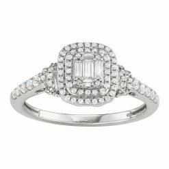 Simply Vera Vera Wang 14k White Gold 1/2 Carat T.W. Diamond Baguette Halo Engagement Ring